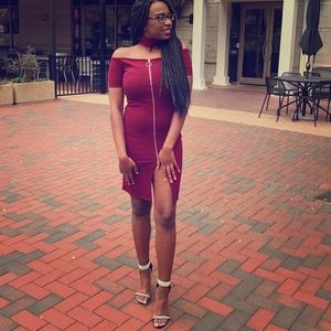 Burgundy dress! Great for special events.